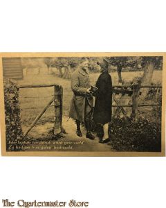 Prent briefkaart 1940 Mobilisatie Een laatste handdruk word gewisseld