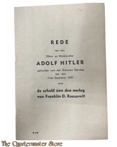 Brochure Rede van den Führer en Rijkskanselier Adolf Hitler gehouden voor den Duitschen Rijksdag van den 11en December 1941 over de schuld aan den oorlog van Franklin D. Roosevelt. 