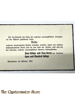 In Memoriam Karte/Death notice Gefr  (Osten)