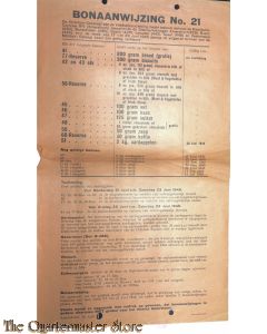 Bonaanwijzing no 21 Distributie-centrale XIV (Amersfoort) voor de periode  17 t/m 23 juni 1945