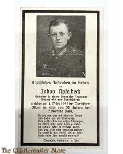 In Memoriam Karte/Death notice gefreiter Grenadier Regiment 1944 Osten 