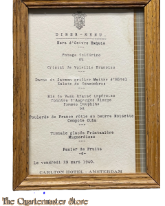 Menu kaart Carlton Hotel restaurant 29 maart 1940
