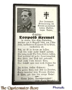 In Memoriam Karte/Death notice Landes Schutz Batt  1944  Reserve Lazarett XI Wien