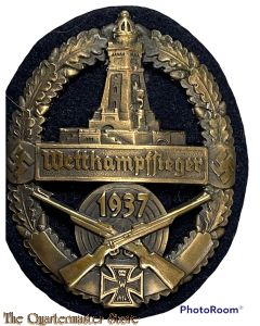 Kyffhäuserbund Wettkampfsieger Abzeichen 1937" Leichtmetall bronziert auf dunkelblauem Filz