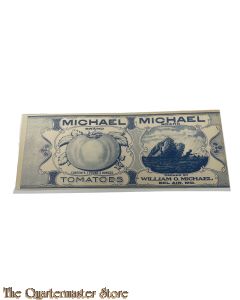 WW1 US Army ration paper label Michael Tomatoes 