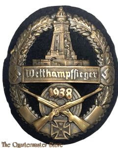 Kyffhäuserbund Wettkampfsieger Abzeichen 1938" Leichtmetall bronziert auf dunkelblauem Filz