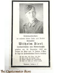 In Memoriam Karte/Death notice grenadier Dnjepr  (Smela) 1943