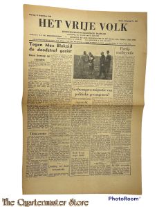 Krant Het vrije Volk 1e jrg no 106 dinsdag 11 september 1945 