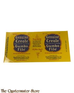 WW1 US Army ration paper label Genuine Creole Gumbo file 
