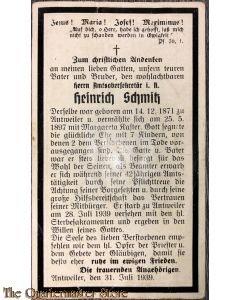 In Memoriam Karte/Death notice burger/civilian 1939