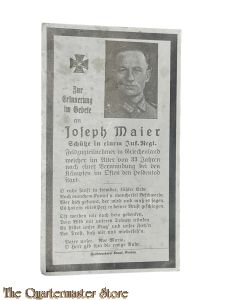 In Memoriam Karte/Death notice Schutze Infanterie  Regiment (Russland)