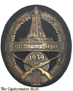 Kyffhäuserbund Wettkampfsieger Abzeichen 1939" Leichtmetall bronziert auf dunkelblauem Filz