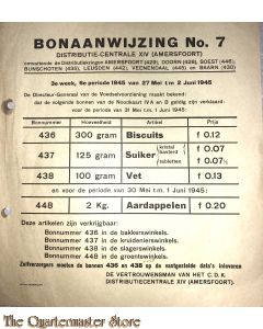 Bonaanwijzing no 7  Distributie-centrale XIV (Amersfoort) 3e week 6e periode 27 mei - 2 juni 1945