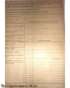 Aanvraagformulier voor een Vestigings vergunning 1945