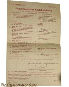 Enqueteformulier Kookdoeleinden 1945 Centr. Distributiekantoor Amersfoort
