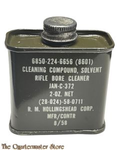 US Army cleaning compound, solvent rifle bore cleaner 1958