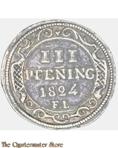 Munt , Mecklenburg-Wismar, Stadt Cu 3 Pfennig 1824
