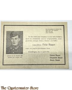 In Memoriam Karte/Death notice Uffz inf rgt 1945 Osten