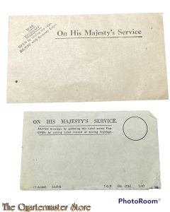 WW2 Enveloppe met sticket On her Majesty's Service (WW2 Envelope with re-use stick-on label ) 