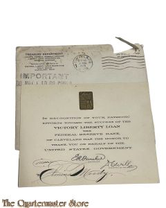 US WW1 Thank you note Victory Liberty Loan 1919 with envelope
