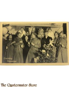 Ansicht mobilisatie 1940 Gelukkig nieuwjaar in overjas proostend