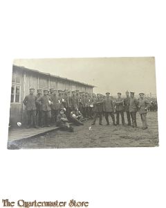 (Photo) Postkarte 1914 Deutsche Soldaten vor Baracke 2e Komp 5 Landsturm Inf Bau