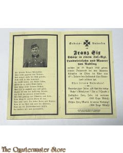 In Memoriam Karte/Death notice Schutze Inf Rgt Osten 1942