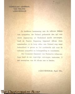 Dankzegging Consulaat Generaal van Finland april 1941 Den Haag 