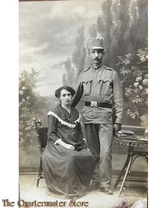 Studio photo 1914-18 Austro/Hungary Soldier with Wife and bayonet