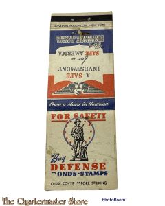 Matchbook, WW2 for safety  Buy Defence bonds and stamps