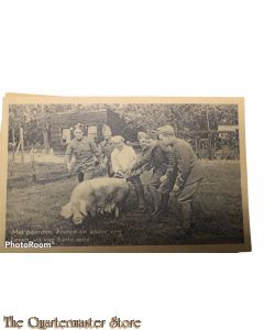 Prent briefkaart Mobilisatie 1940 Met paarden koeien en ander vee