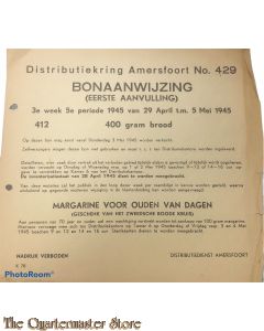 Bonaanwijzing (eerste aanvulling) Distributie Amersfoort no 429 3e week 5e per 29 april t/m 5 mei 1945 