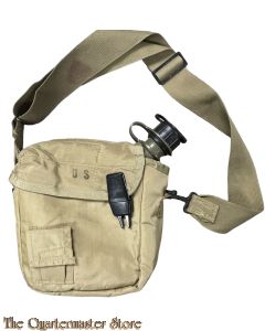 2 QT Collapsible Water Canteen with Desert Tan Cover Pouch with Sling