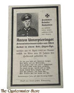 In Memoriam Karte/Death notice Geb Jager Regiment (Russland)