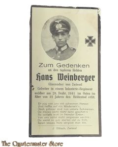 In Memoriam Karte/Death notice Gefreiter Infanterie Regiment (Russland)