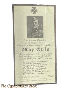 In Memoriam Karte/Death notice Obgfr Mot. Infanterie Regiment (Russland)