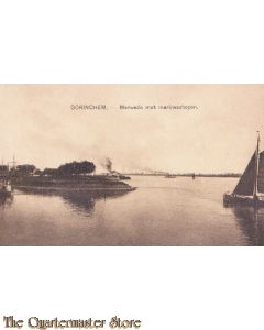 Prent briefkaart 1912 Gorinchem, Merwede met marineschepen