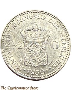 Nederlandse zilveren halve gulden uit 1930