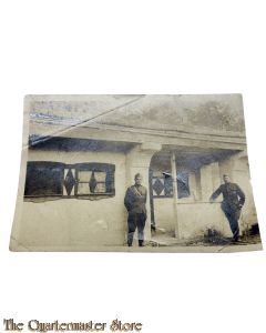 WW1 period original Photo 2 US Soldiers at German dugout at the Hindenburg Line