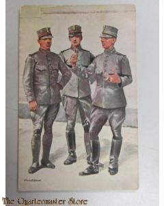 Prentbriefkaart 3 pratende soldaten