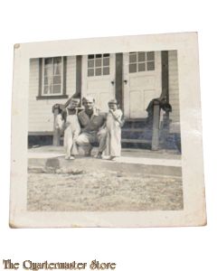 WW2 period original Photo US Soldier with kids in Philipines