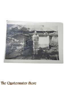 WW2 period original Photo US Soldier in front of a tent