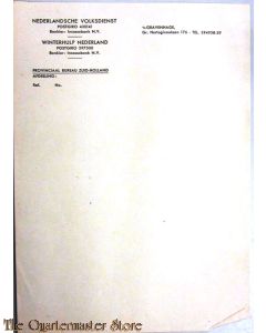 Briefpapier Nederlandsche Volksdienst / WInterhulp Nederland Provinciaal bureau Zuid Holland