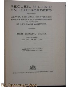 Reciuel Militair en Legerorders deel 2 1929-1937