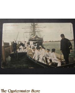 Prent briefkaart 1905 Terug van het roeien