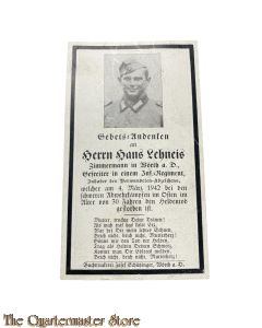 In Memoriam Karte/Death notice Gefr Infanterie Regiment (Russland)