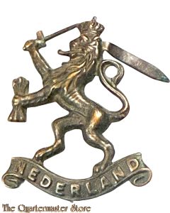 Koperen leeuw met banderol NEDERLAND