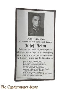 In Memoriam Karte/Death notice Gefr Schutzen Regiment (Russland)