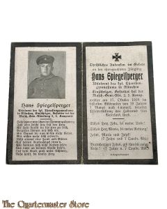 In Memoriam Karte/Death notice, Masch gew Abt 2, 2e komp 1918
