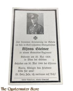 In Memoriam Karte/Death notice Grenadier Gren Reg (Russland)